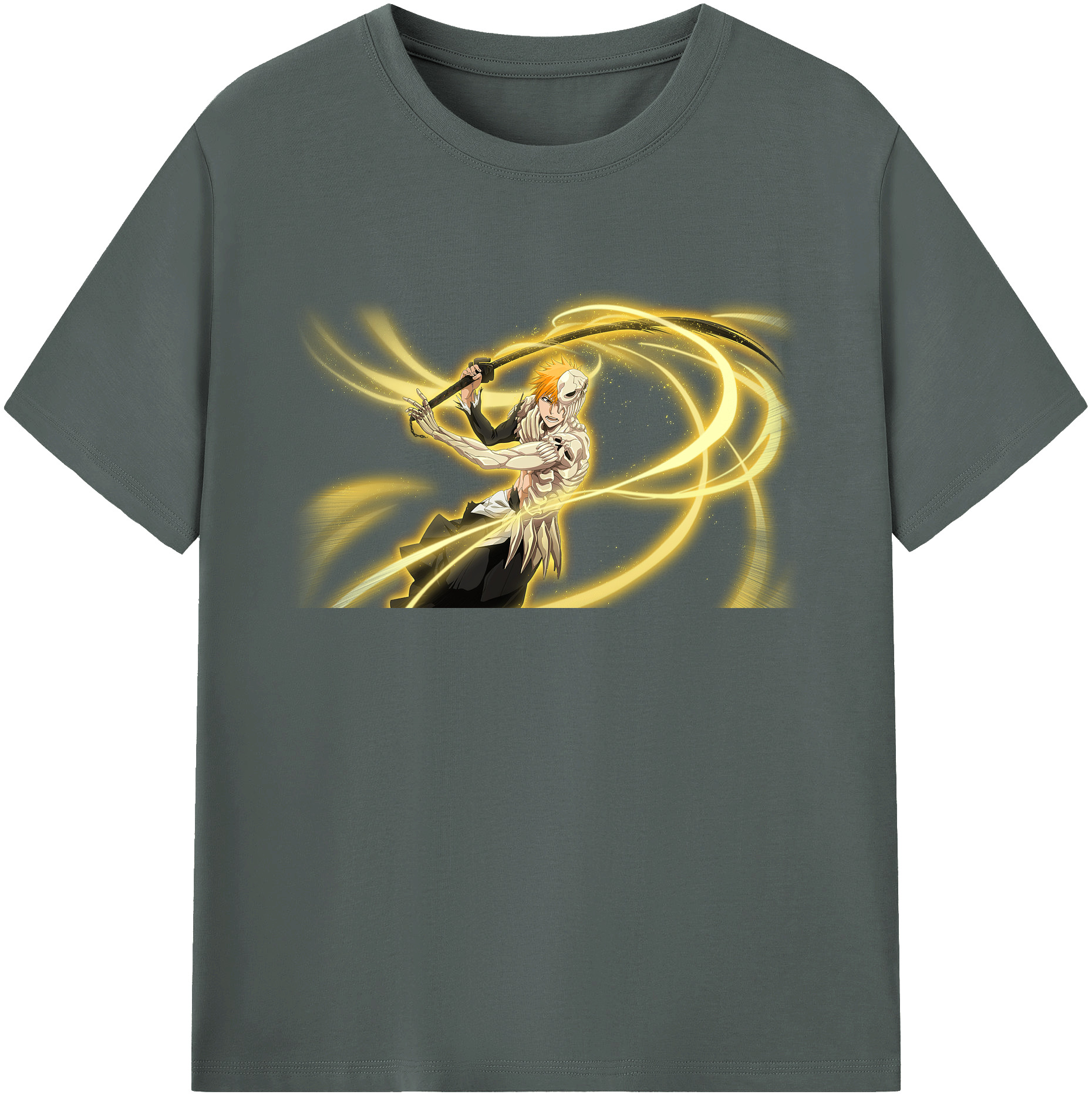 （画像用） ブリーチ 黒崎一護（くろさき いちご）BLEACH Kurosaki Ichigo 綿100％ メンズ半袖Tシャツ｜肌触りやわらか＆通気性